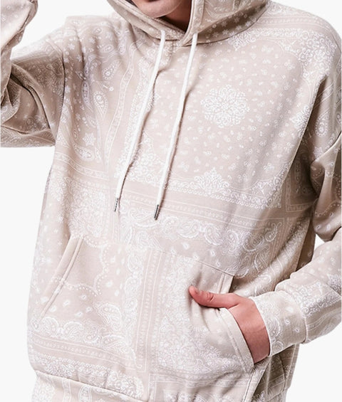 Forever 21 Men's Beige & White Printed Hoodie | Forever 21 In Lebanon