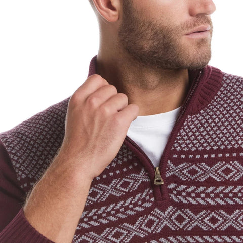 Weatherproof Vintage Men’s Burgundy 1/4 Zip Holiday Sweatshirt |Weatherproof Vintage  In Lebanon
