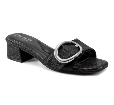Easy Spirit Women's Black Roxana Eflex Buckle Block Heel Sandal | Easy Spirit In Lebanon
