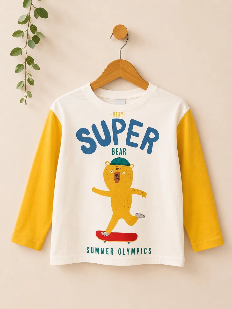 Zara Baby Boy's White & Yellow Super Bear Print Long Sleeve Blouse | Zara In Lebanon