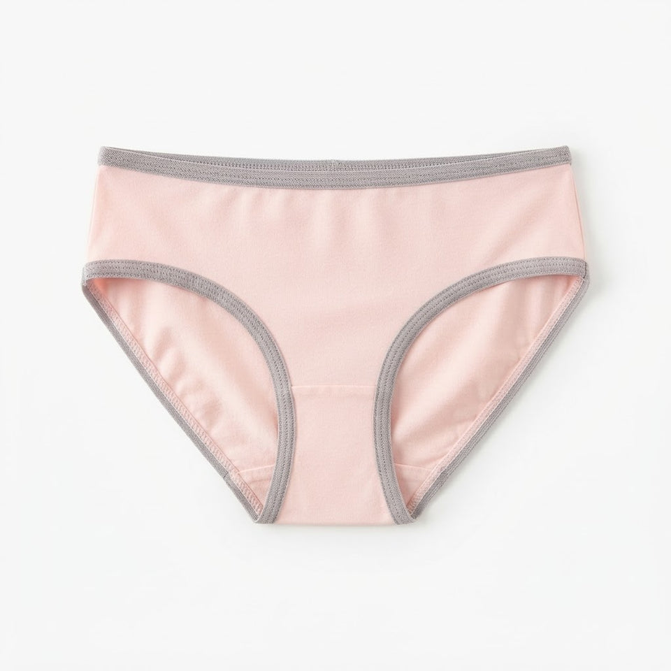 Maidenform Girl's Light Pink & Gray Cotton Briefs