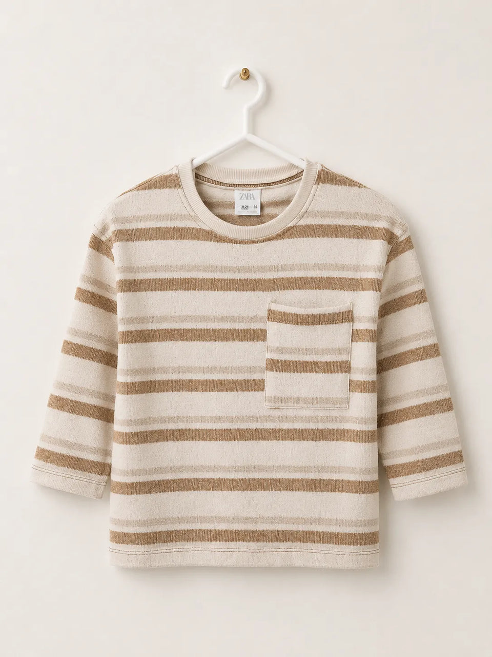 Zara Baby Boy's Multi-Beige Striped Long Sleeve Blouse | Zara In Lebanon