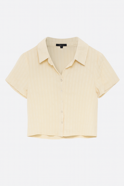 Forever 21 Women's Off White Short Sleeve Button Blouse | Forever 21 In Lebanon