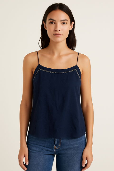 Mango Women's Navy Spaghetti Straps Blouse |Mango In Lebanon