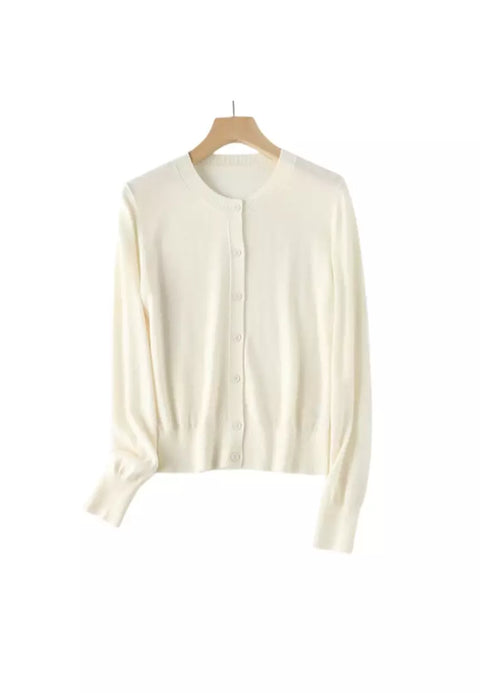 Calvin Klein Jeans Women's White Long-Sleeve Crewneck Porcelain Cardigan | Calvin Klein Jeans In Lebanon