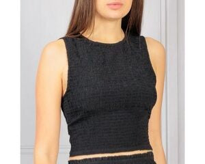 Forever 21 Women's Black Sleeveless Crop Top | Forever 21 In Lebanon