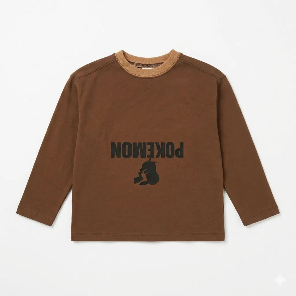 Zara Boy's Brown Pokemon Printed Long Sleeve Blouse|Zara in Lebanon