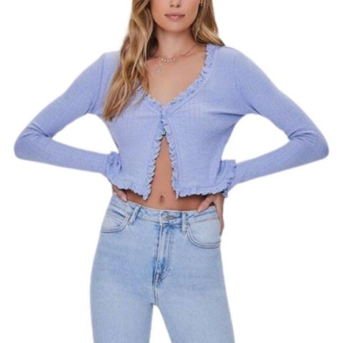 Forever 21 Women's Baby Blue Long Sleeve Cardigan | Forever 21 In Lebanon