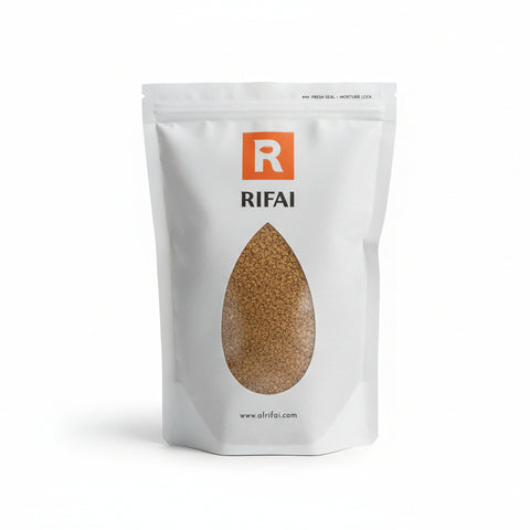 Rifai packaging with a visible 'R' logo on a textured surface