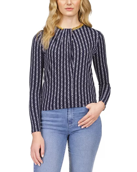 Michael Kors Women's Navy Blue Long-Sleeve Blouse | Michael Kors In Lebanon