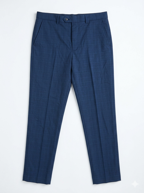Nautica Men's Navy Classic Blue Plaid Tailored Trousers|Nautica In Lebanon