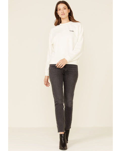 Wrangler Women's Off White Round Neck Sweatshirt | Wrangler In Lebanon