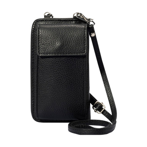 Sun Stone Women's Washed Black Leather Crossbody Bag | Sun Stone In Lebanon