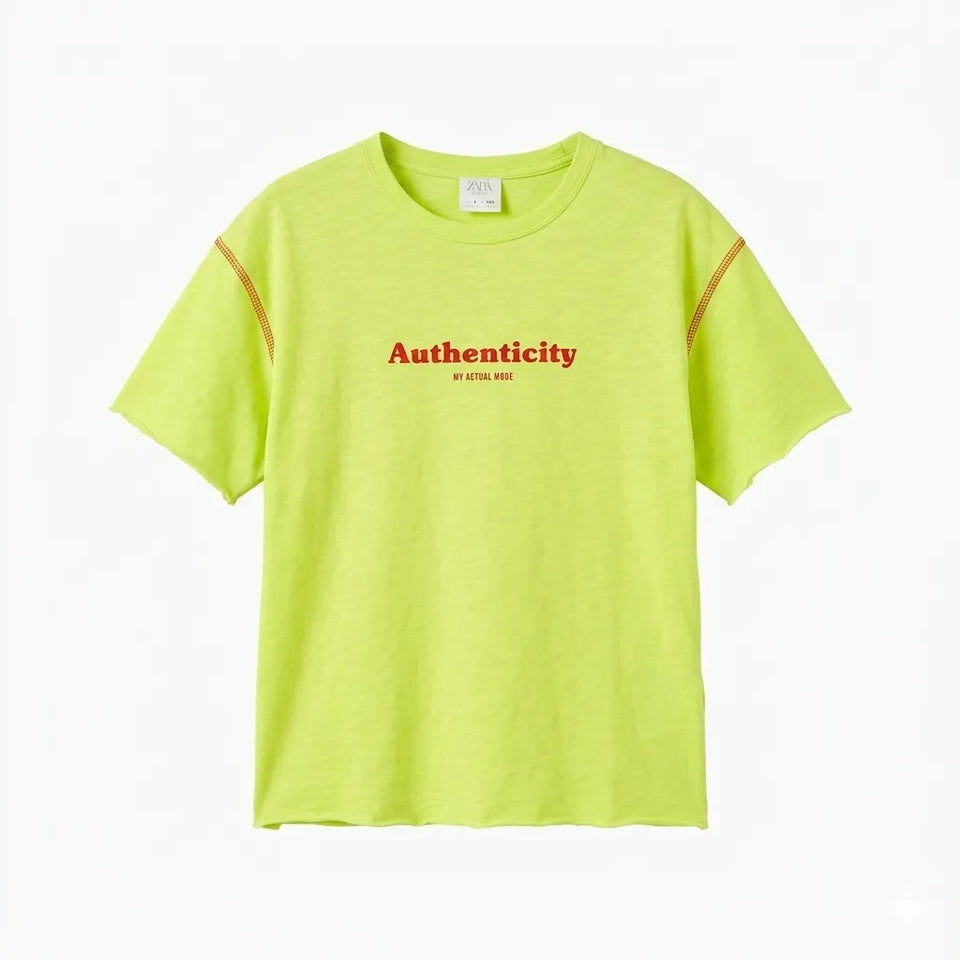 Zara Girl's Lime Green Authenticity Print T-Shirt|Zara In Lebanon