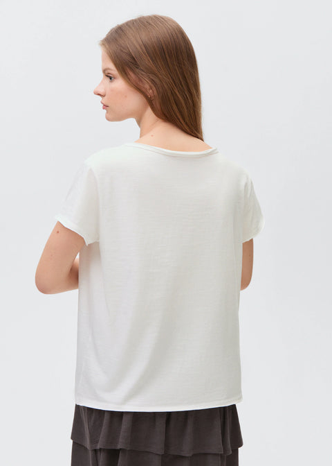 Mango Women's White V Neck Short Sleeve Blouse | Mango In Lebanon