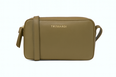 Trussardi Women's Khaki Green Leather Lisbona Camera Shoulder Bag |Trussardi In Lebanon