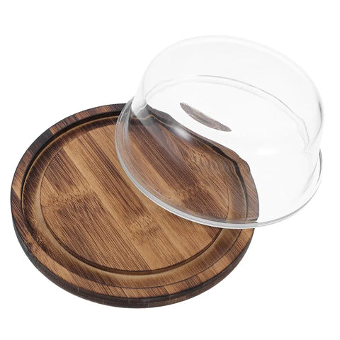 Hinox Cirular Wood Plate With Glass Lid D 19cm DM-10 | Hinox In Lebanon