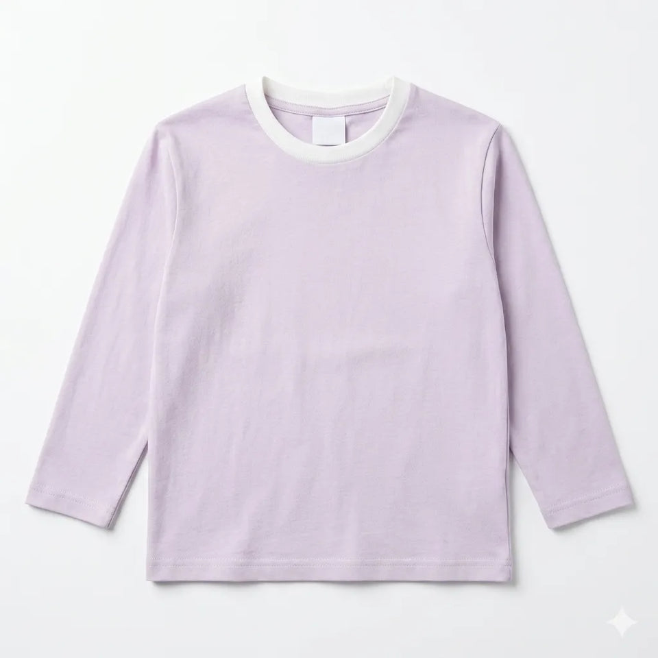 Zara Girl's Lilac Plain Crew Neck Long Sleeve Blouse|Zara in Lebanon