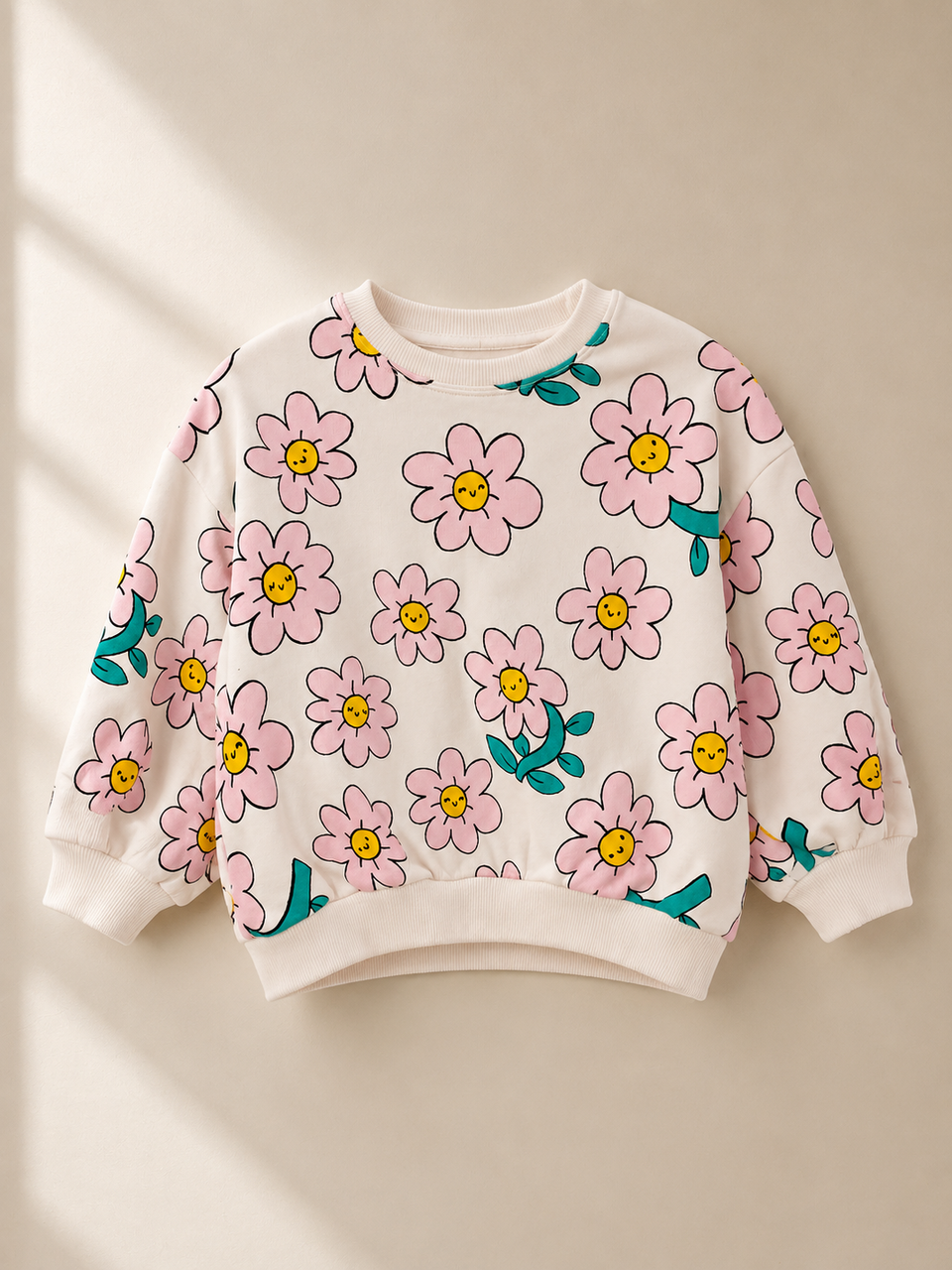 Zara Girl's White Flower Printed Sweatshirt | Zara In Lebanon