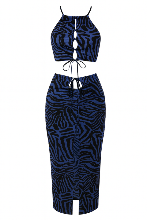 Forever 21 Women's Blue & Black Animal Printed Set | Forever 21 In Lebanon