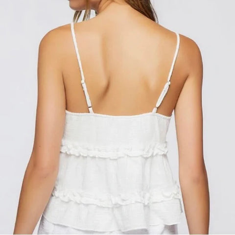 Forever 21 Women's White V- Neck Sleeveless Crop Top | Forever In Lebanon