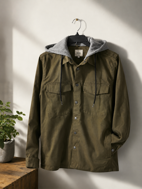 Redefined Rebel Men's Olive Green & Gray Hooded Jacket | Redefined Rebel In Lebanon