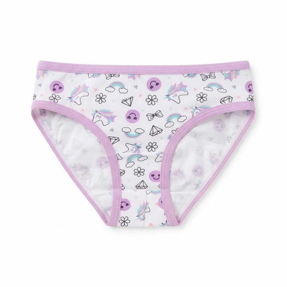 Maidenform Girl's White Multi Print Briefs