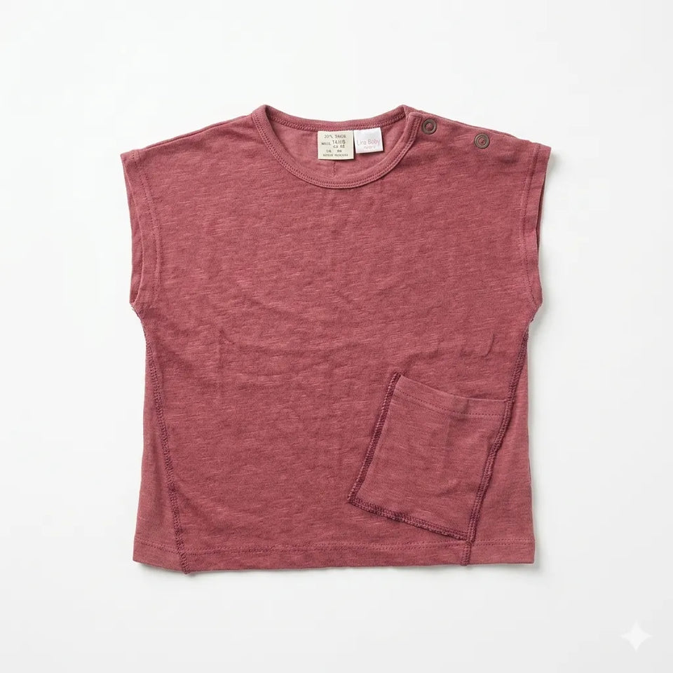 Zara Baby Girl's Washed Dusty Rose Sleeveless Chest Pocket Blouse|Zara In Lebanon