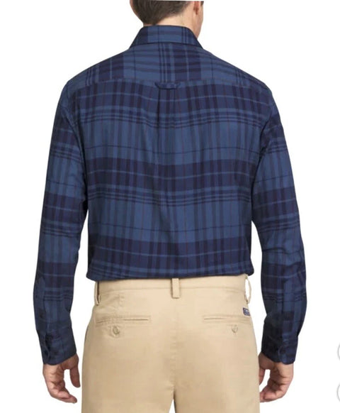 Lands End Men's Navy Blue Checkered Long Sleeve Shirt | Lands End In Lebanon