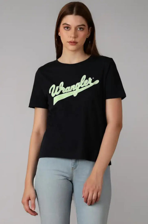 Wrangler Women's Navy Chest Logo Regular Fit T-Shirt | Wrangler In Lebanon