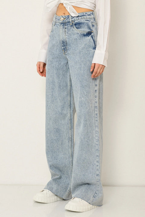 Forever 21 Women's Light Blue Wide Leg Jeans | Forever 21 In Lebanon