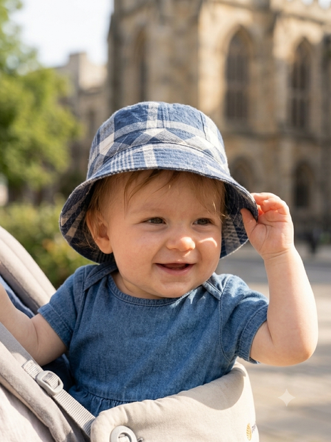 Polo Ralph Lauren Baby Boy's Blue & White Plaid Bucket Hat|Polo Ralph Lauren In Lebanon