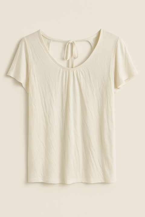 Mango Women's Off White V-Back T-Shirt |Mango In Lebanon