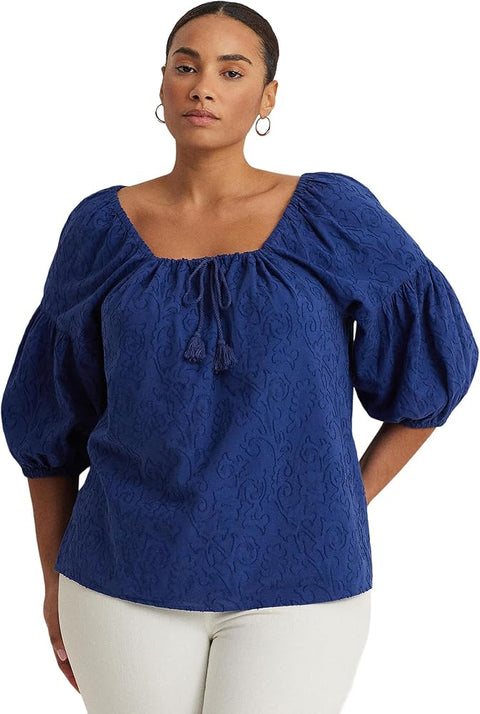 Lauren Ralph Lauren Women's Blue Cotton Blouse | Lauren Ralph Lauren In Lebanon