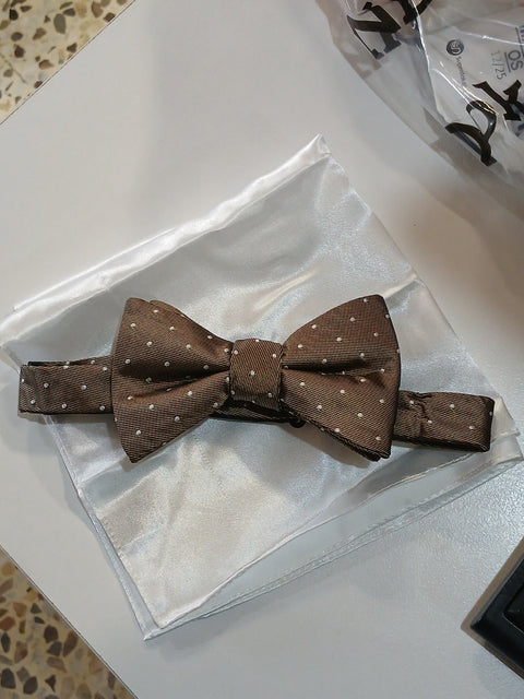 Alfani Men's Khaki Green Utopia Dot-Print Bow Tie & White Pocket Square Set | Alfani In Lebanon