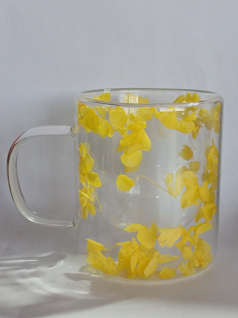 Hinox Transparent Coffee Yellow Flower Glass Mug A-1 | Hinox In Lebanon