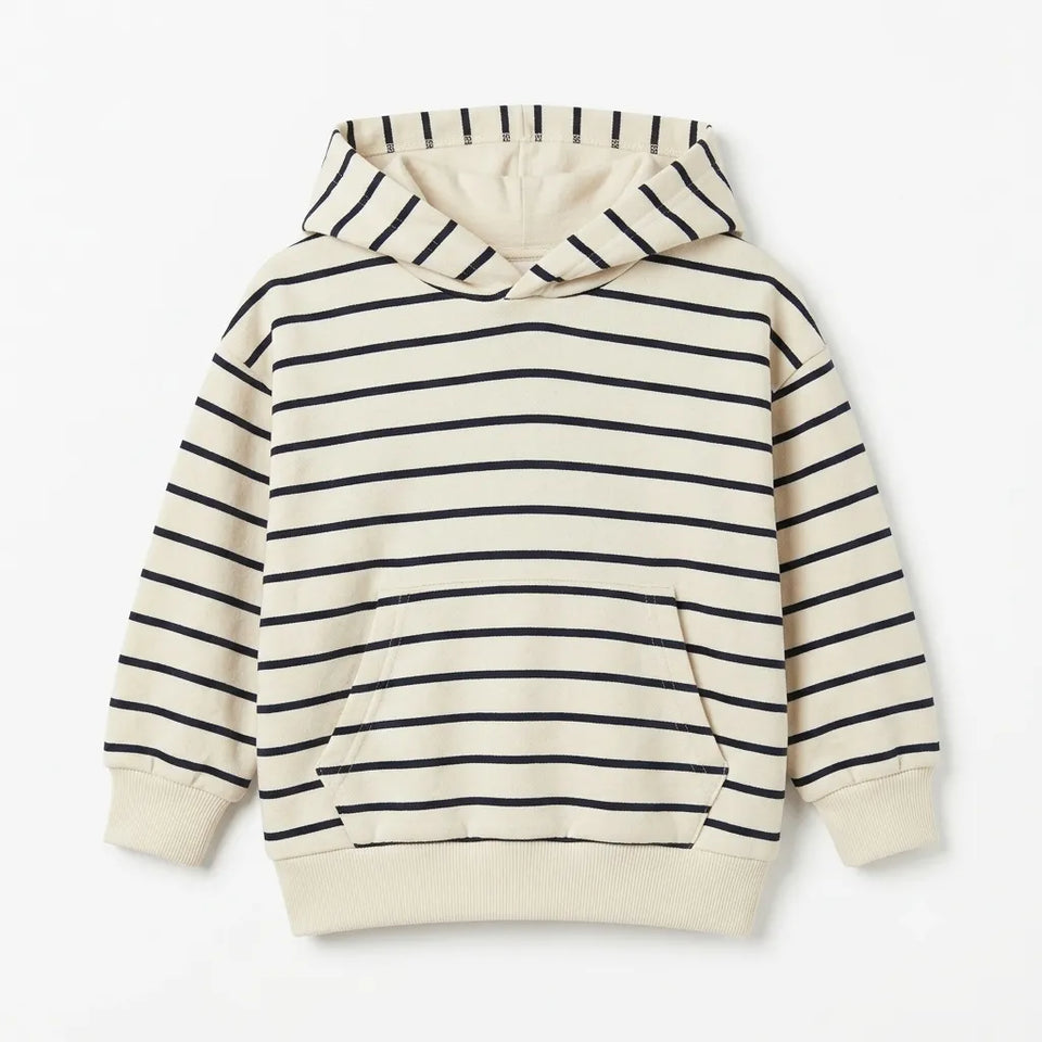 Zara Girl's Cream & Black Striped Pullover Hoodie|Zara In Lebanon