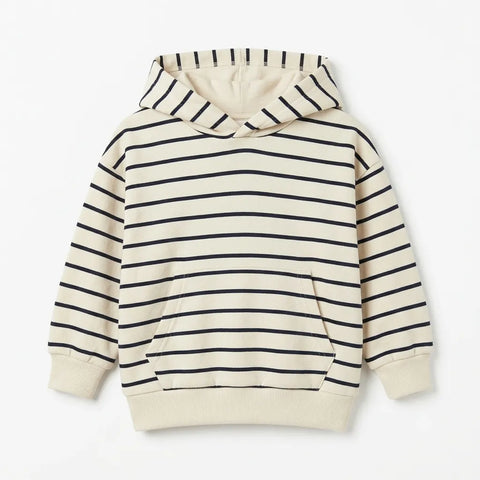 Zara Girl's Cream & Black Striped Pullover Hoodie|Zara In Lebanon