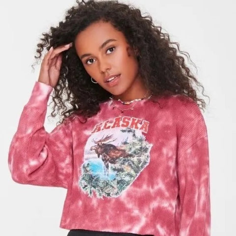 Forever 21 Women's Light Maroon Long Sleeve Crop Top | Forever 21 In Lebanon