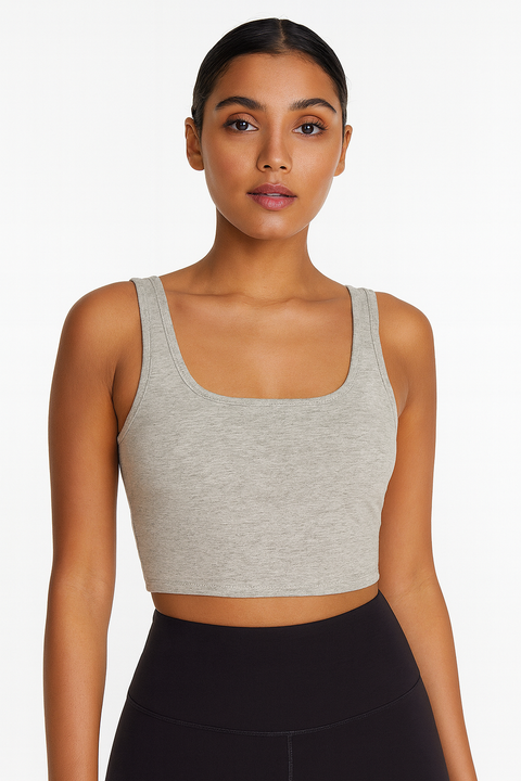 Forever 21 Women's Grey Sleeveless Knit Crop Top | Forever 21 In Lebanon