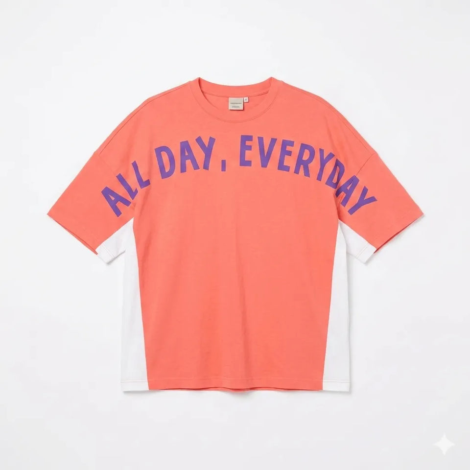 Zara Girl's Coral Color Block Graphic T-Shirt|Zara In Lebanon