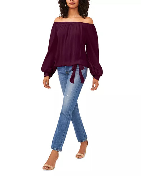 Vince Camuto Women's Burgundy Long-Sleeve Blouse |Vince Camuto In Lebanon