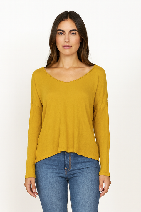Mango Women's Yellow Mesh Long Sleeve Blouse |Mango In Lebanon