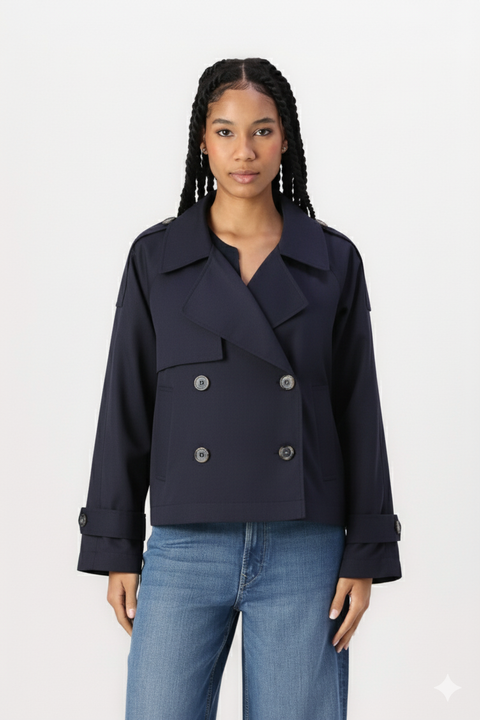 Tom Tailor Women's Navy Short Trench Coat |Tom Tailor In Lebanon