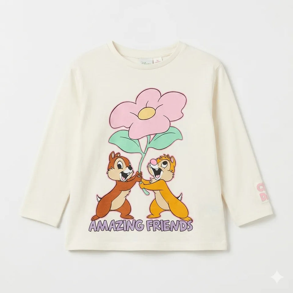 Zara Baby Girl's Cream Amazing Friends Graphic Crew Neck Long Sleeve Blouse|Zara in Lebanon