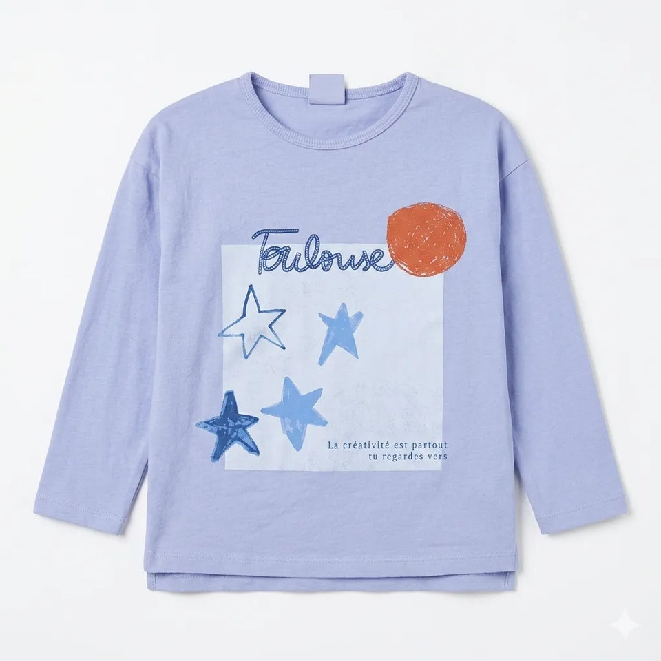 Zara Baby Girl's Light Purple Toulouse Graphic Long Sleeve Blouse|Zara in Lebanon