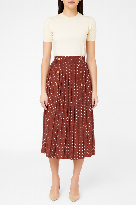 Zara Women's Burgundy Dot Printed Skirt  | Zara in Lebanon