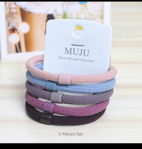 5 Piece Set of Crunchies Hair Ties Nylon Mesh Small Gold Hair Rope High Stretch Hair Ties for Women