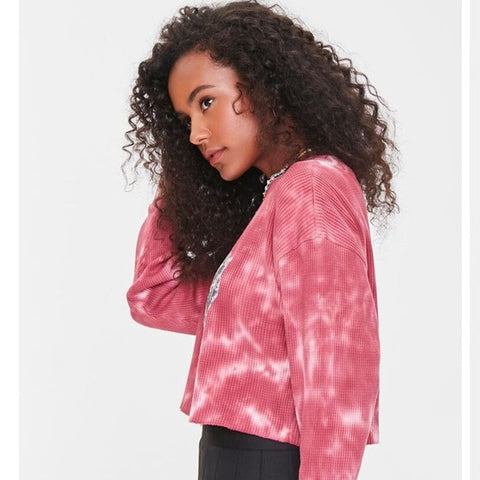 Forever 21 Women's Light Maroon Long Sleeve Crop Top | Forever 21 In Lebanon