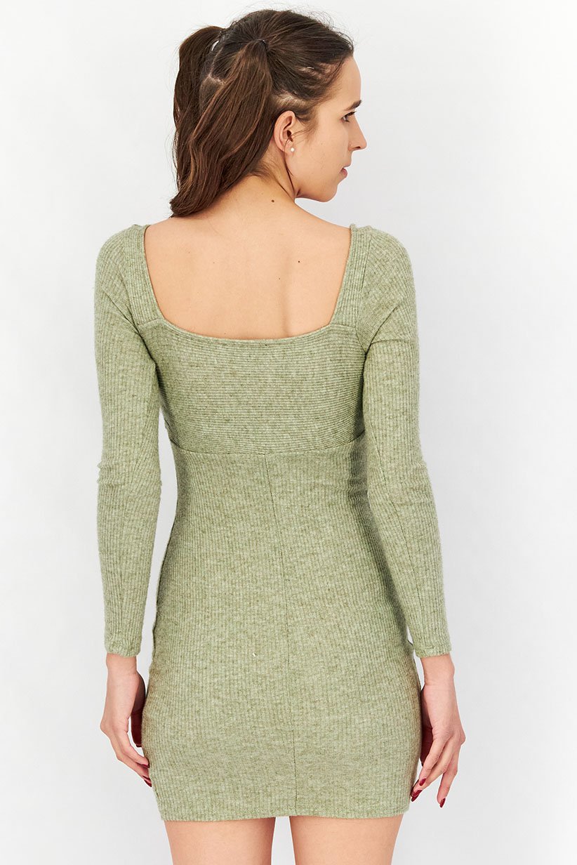 Forever 21 Women's Green Ribbed Mini Dress | Forever 21 In Lebanon